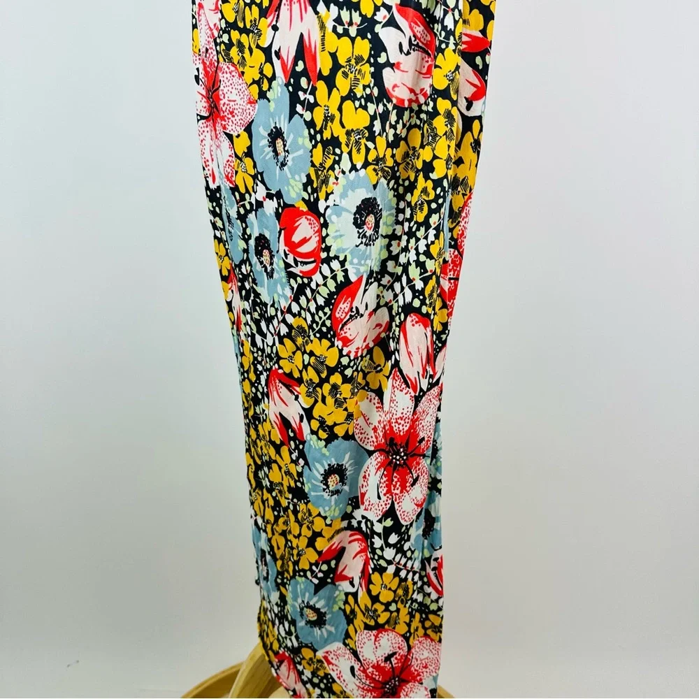 Anthropologie Elyse Floral Byas Cut Slip Dress Side Slit Midi Dress Size XS - Picture 9 of 12